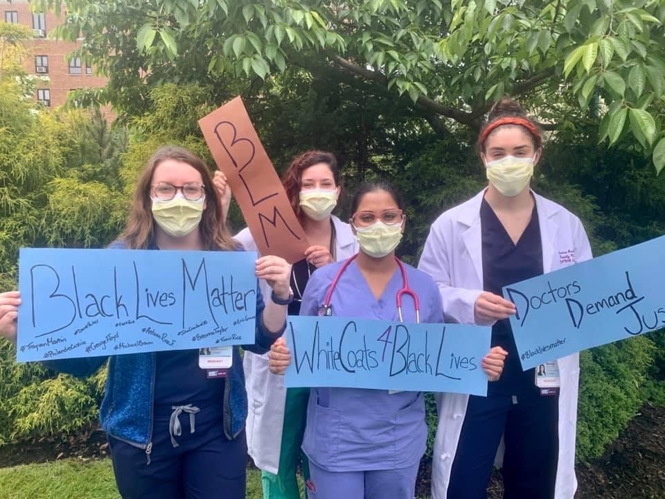 Second Year Residents Display Their Signs in Support of White Coasts for Black Lives.