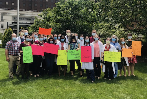 Our Faculty and Residents Participating in White Coats for Black Lives at UPMC Shadyside.